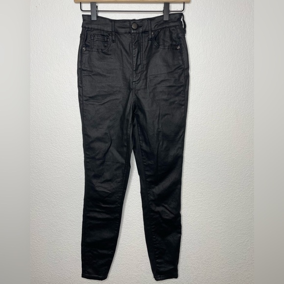 12th tribe pants black shiny soft stretchy sz 27 - Picture 1 of 8